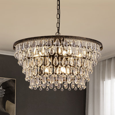Lustre en cristal à niveaux gradués 6/9 lumières Maquisha avec finition bronze antique