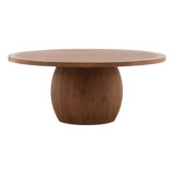 Belize 72" Round Reclaimed Pine Modern Dining Table with Ball Pedestal Base
