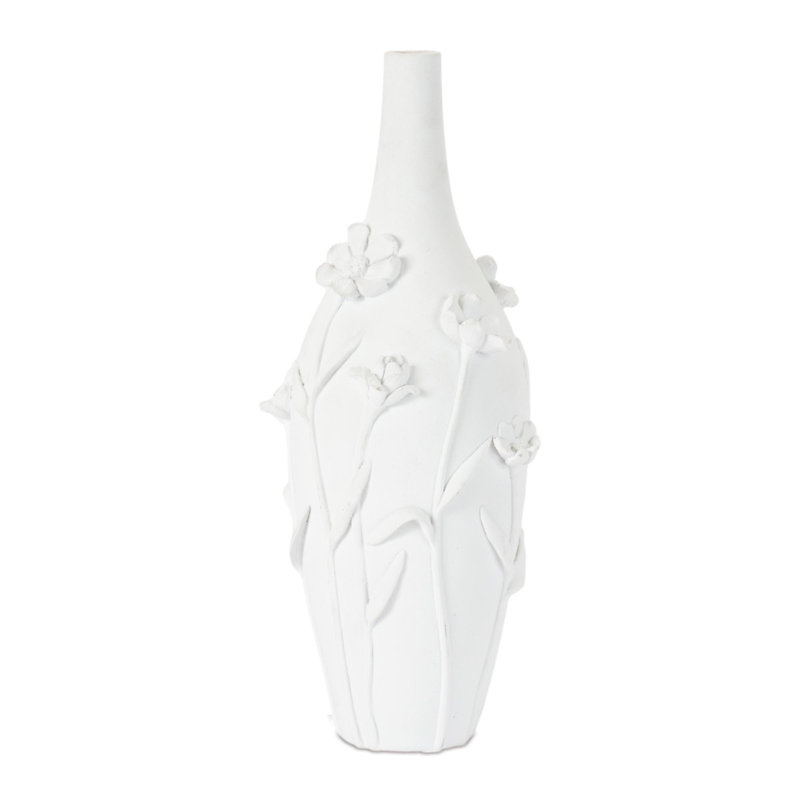 Vase embossé à motif floral H 10 po