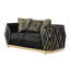 Causeuse contemporaine à motif de losanges avec accents dorés et structure en bois-128966026-128966027