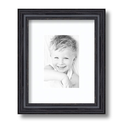 Black Wood Matte Picture Frame with Mat