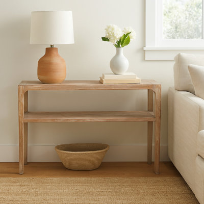 Console de canapé Tuley, tablette de rangement, bois de pin, gris, 48 po