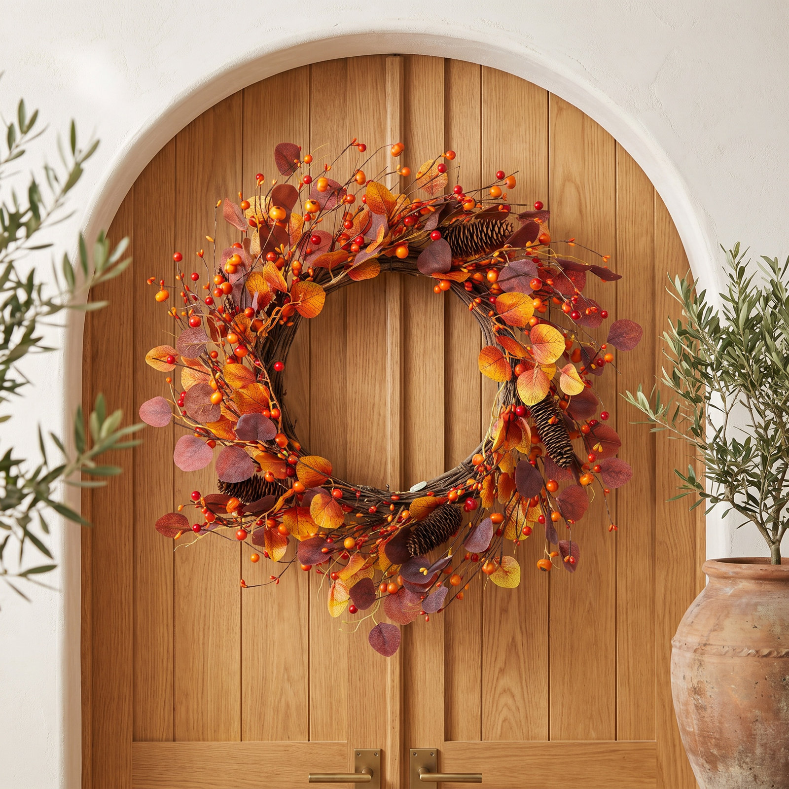 22" Faux Eucalyptus & Berry Fall Wreath
