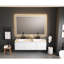 Miroir mural 72 po x 48 po avec brouillard. 3 températures de couleur, à intensité variable. Cadre personnalisable en aluminium brossé avec fonction de brouillard. Gradation continue. Miroir,