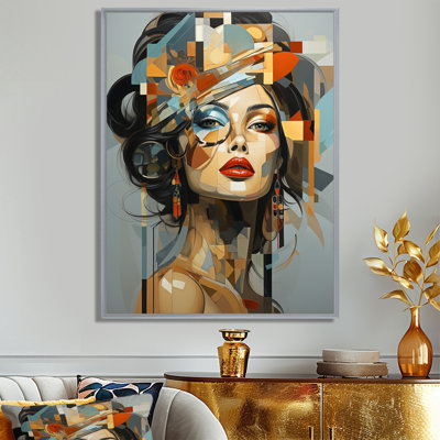 Glam Harmonious Cubist Woman Portrait I - Fashion Canvas Wall Art