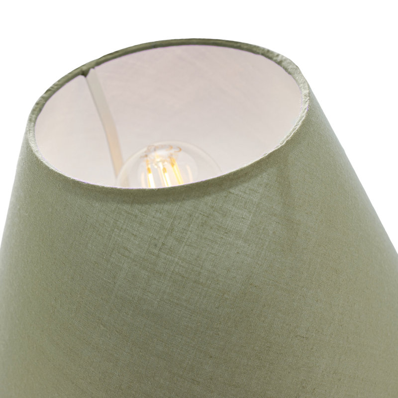 Traditional 8 Inch Vivid Cotton Fabric Coolie Lamp Shade By Happy Homewares, Light Green, 13cm H x 20cm W x 20cm D