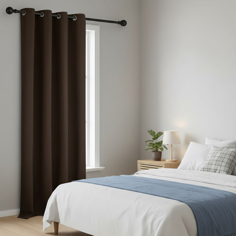 Blackout Single Curtain Panel, Brown