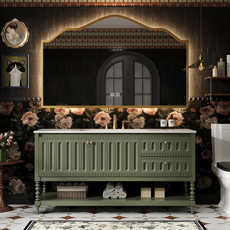 Bathroom cabinet American retro style, Green, 32.28" H x 51.18" W x 21.65" D