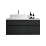 Chelce 32" Modern Black Wood Grain Wall Mounted Bathroom Single Vanity Set