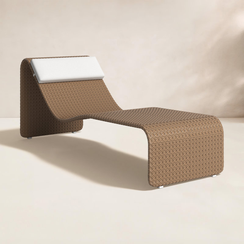 Chaise longue simple avec coussins 80 "Kuno, Brun