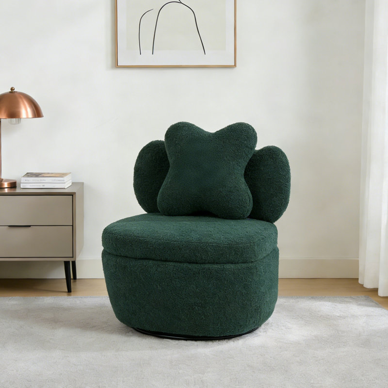 Upholstered Swivel Accent Chair, Green