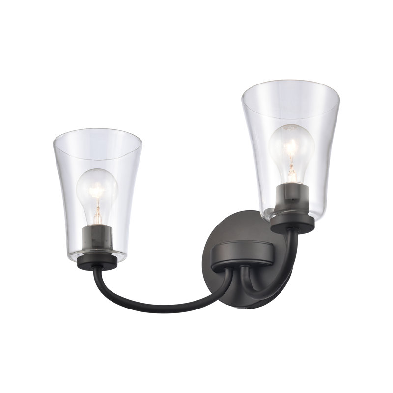 Éclairage pour salle de bain 2 lumières Emily - noir mat 17 po Emily, H 9,5 po x l 17 po x P 8,75 po, Noir, Deux lumières