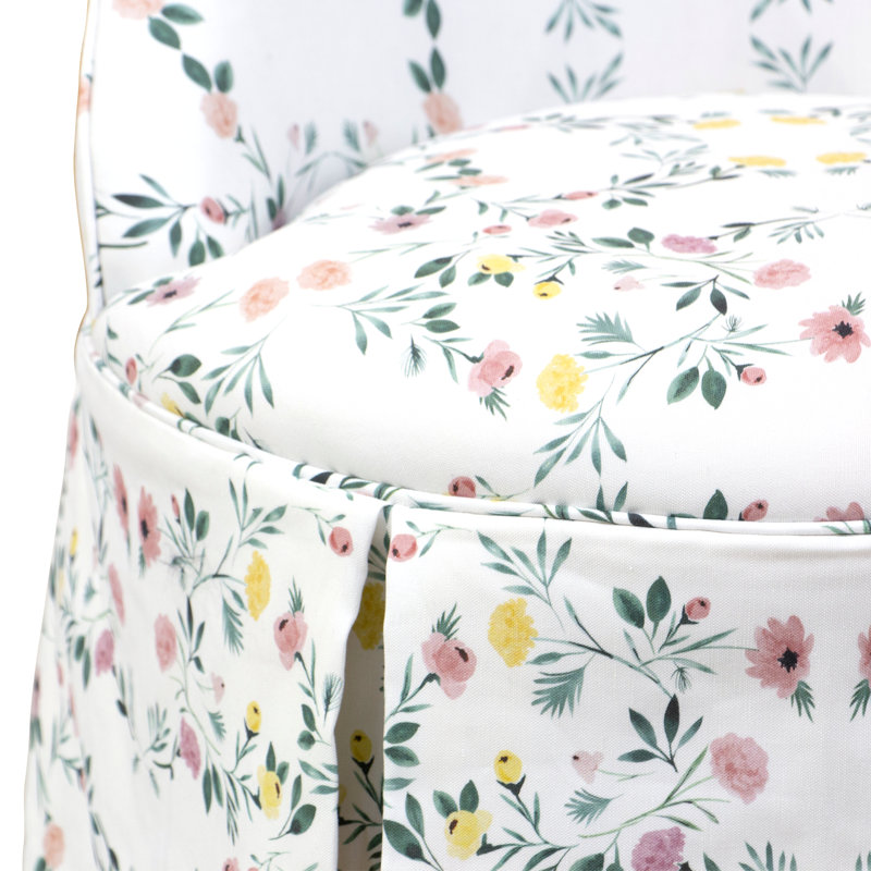 Aariyona Upholstered Side Chair, White/Green/Pink Cotton Blend