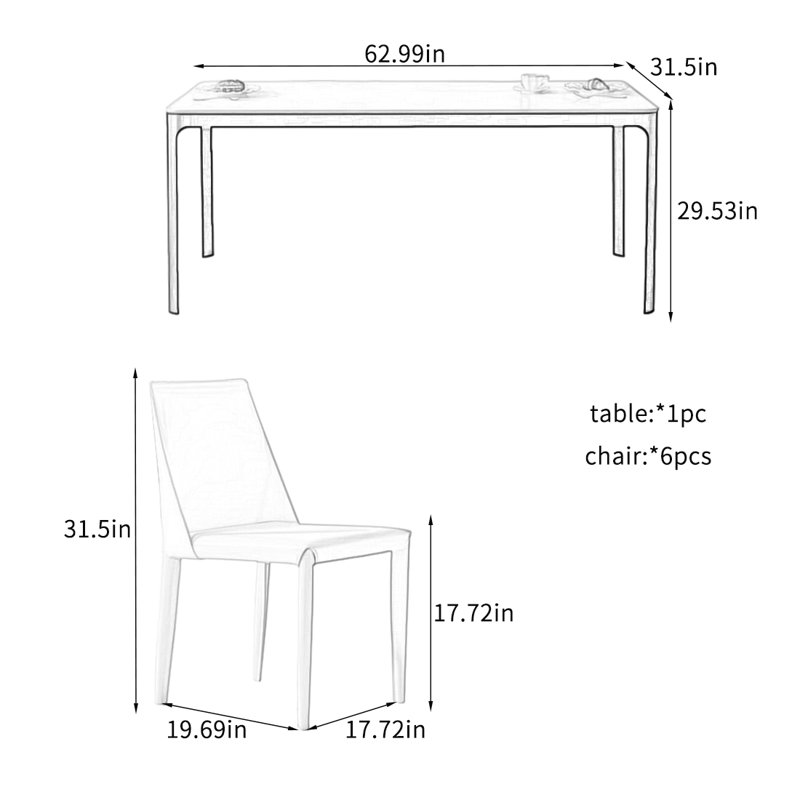 Sturdy Dining Table Sets with Attractive Features., 29.53"H x 62.99"L x 31.5"W