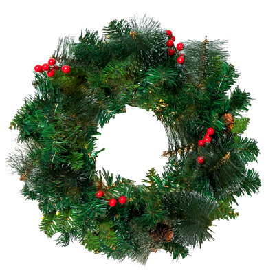 20” Artificial Christmas Wreath Prelit with 15” Hanger