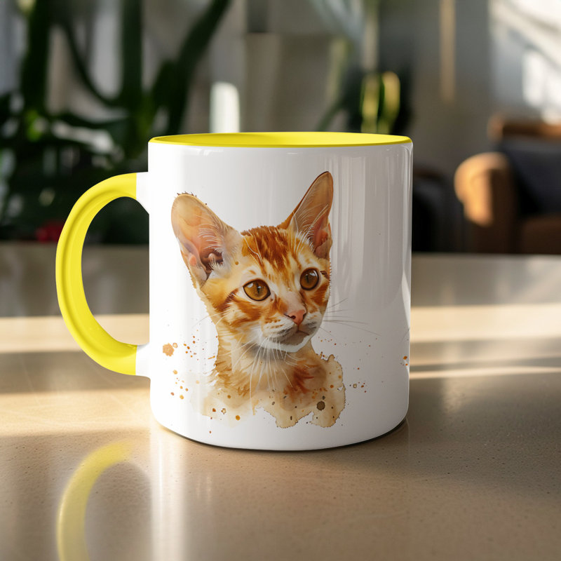 Ceramic Coffee Mug, 3, Yellow
