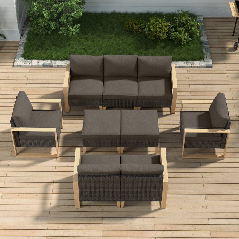 Tuule 9 Piece Sofa Seating Group with Cushions, Gray