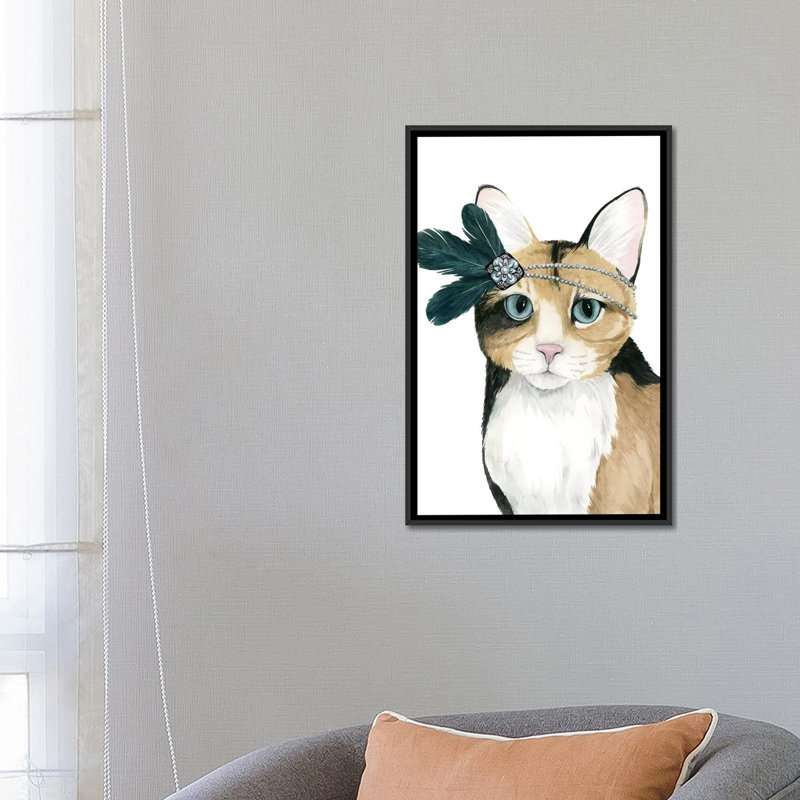 « downton cat ii », impression sur toile, H 26 po x l 18 po x P 1,5 po, Toile avec cadre noir, Pas de tapis