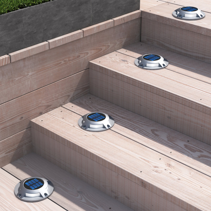Solar Powered Integrated LED Deck Light Pack, Silver