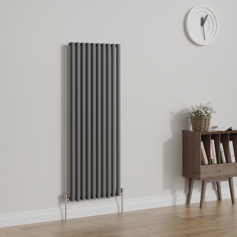 Shoshana Vertical Oval Panel Radiator, 160cm H x 59cm W, 2, Anthracite