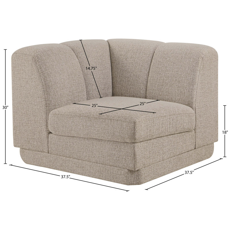 Chaise de coin rembourrée en tissu Chiquita, Tissu beige
