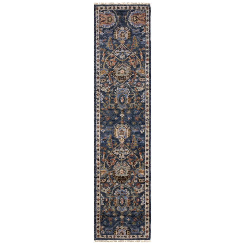 Gowen Traditional Oriental Navy/ Multi Area Rug, Runner 2'6" x 10'