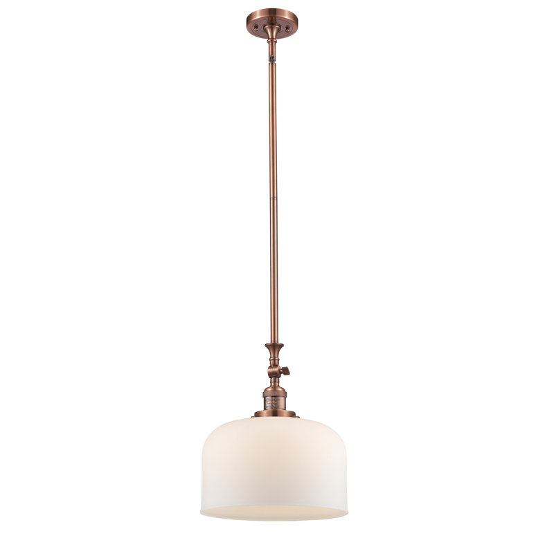 Hiers 1 - Light Single Pendant, Antique Copper, Matte White Cased, No Bulb Included