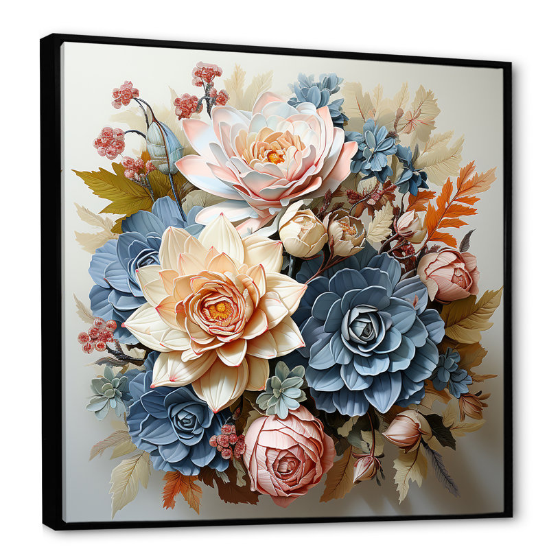 Succulent Bouquet Still Life - reproduction, Cadre flottant noir, H 24 po x l 24 po x P 1 po