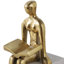 Serre-livres décoratifs avec figurine assise pour la décoration intérieure - Ensemble de serre-livres moderne pour décor de tablette ou de bibliothèque - ensemble de 2, 8 po, blanc et or