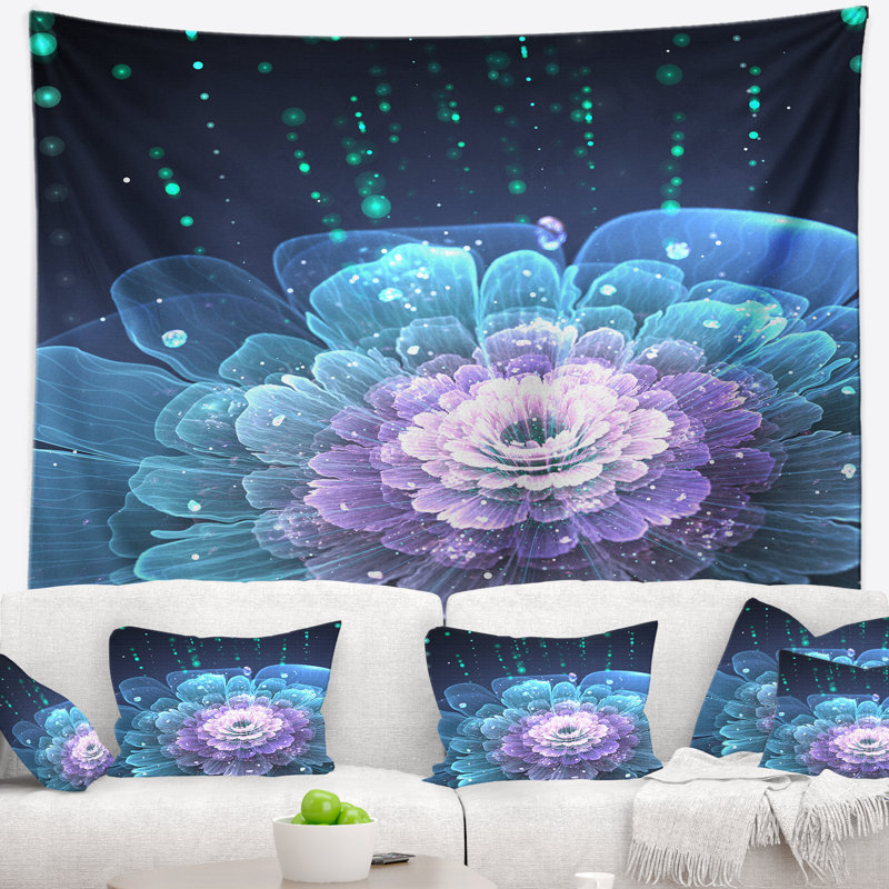Tapisserie florale avec des gouttes d'eau, H 50 po x l 60 po