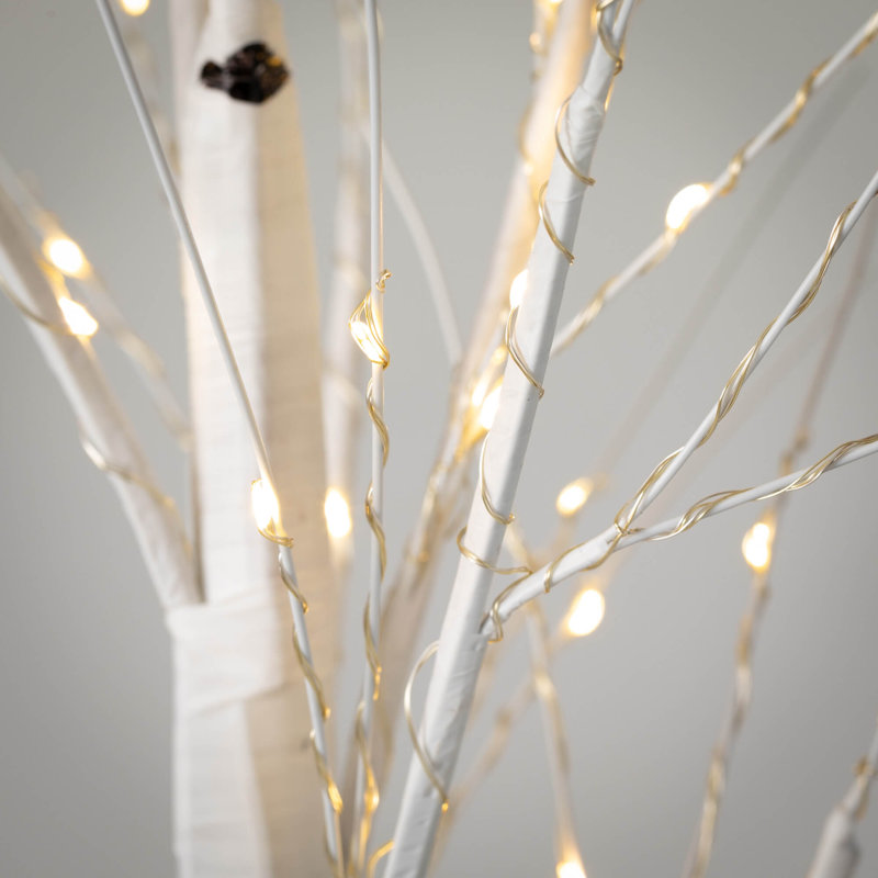 Bouleau de Noël éclairé 48 po, blanc
