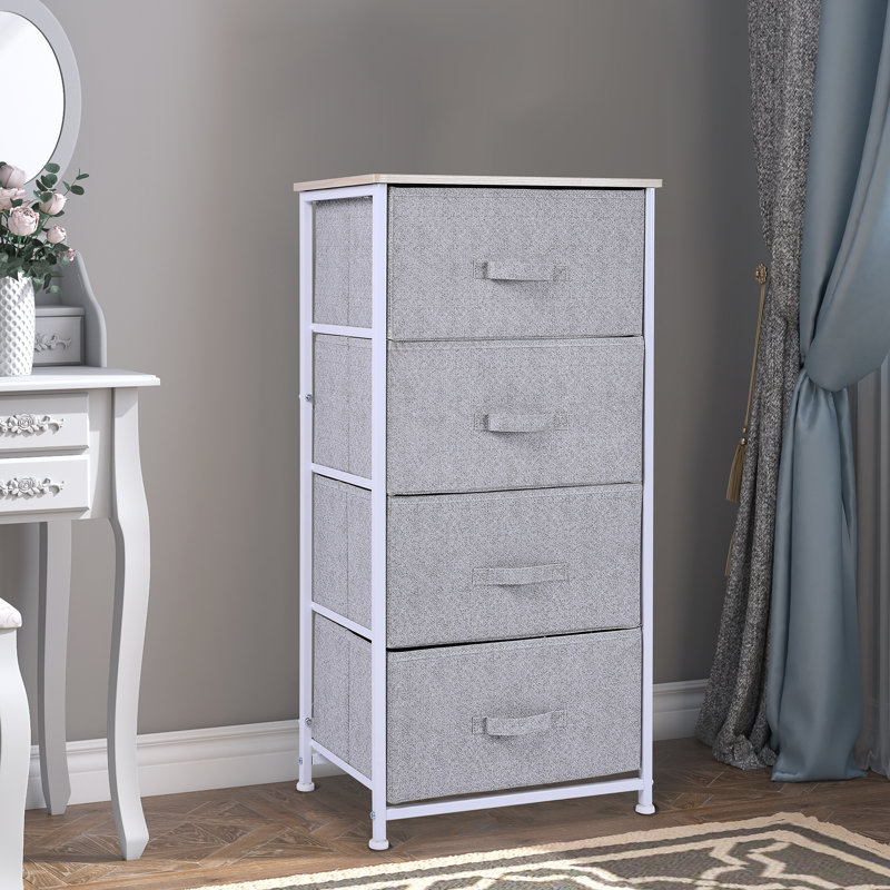 Commode de rangement 4 tiroirs Abing, Blanc