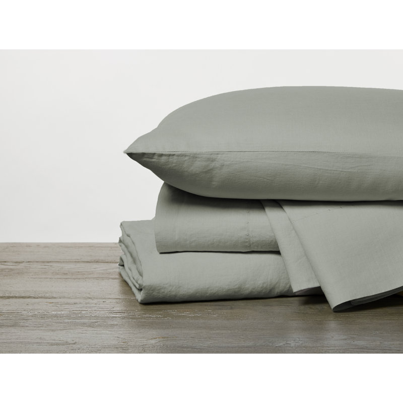 Belgian Flax Linen Fitted Sheet, Alpine White, Queen Fitted Sheet