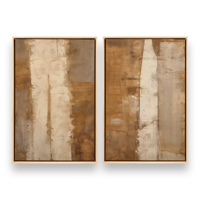 Ensemble de 2 impressions sur toile Sienna, Cadre américain en érable flottant, H 36,75 po x l 49,5 po x P 1,75 po