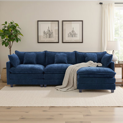 Canapé modulaire en chenille 3 places - Canapé-lit modulaire à assise profonde avec repose-pieds