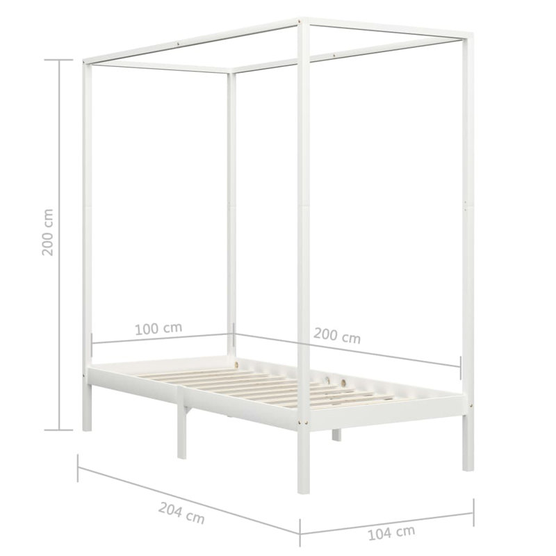 Harrison Solid Wood Bed, White, 100 x 200cm