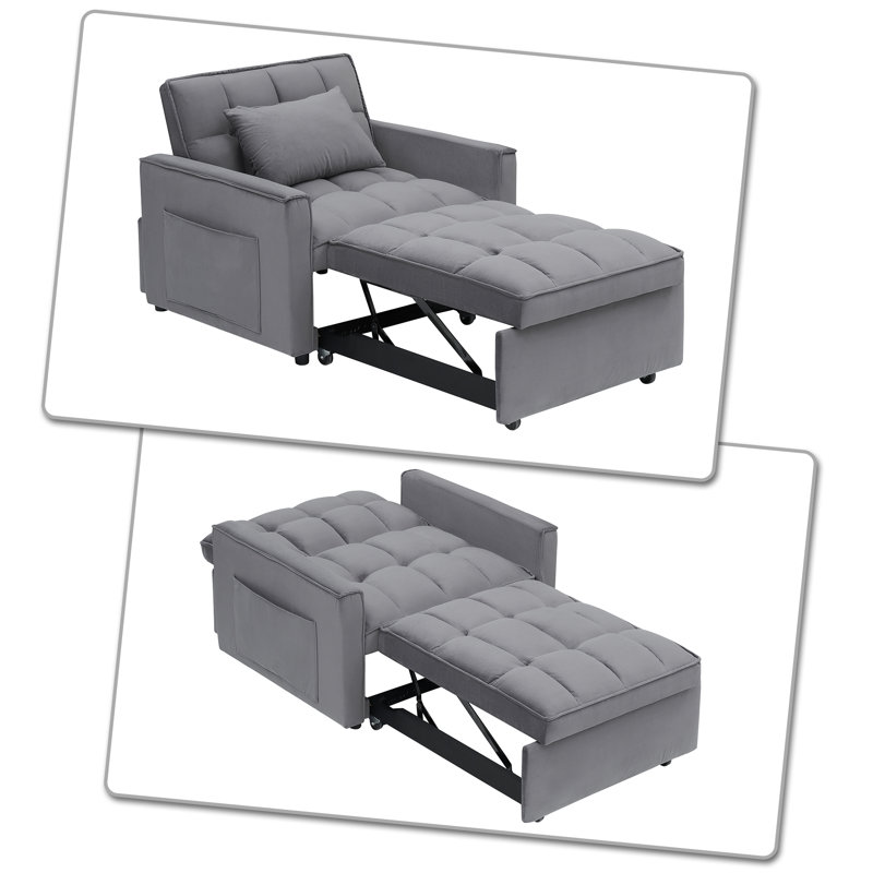 High quality multifunctional sofa futon with adjustable backrests, Dark Gray