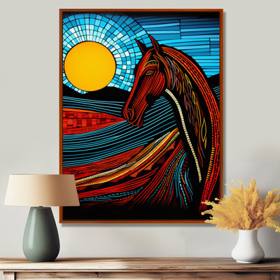 Pleine lune cheval abstrait, art mural cheval