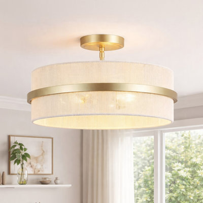 Plafonnier semi-encastré 15,7 po à 3 lumières en corde