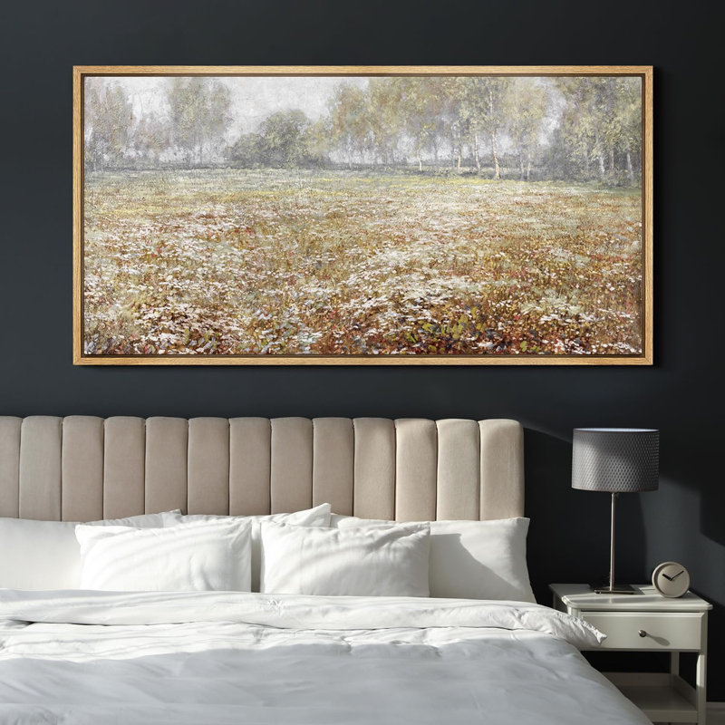 «Rustic Countryside Textured Meadow Peaceful Countryside», reproduction d'art sur toile, H 30 po x l 60 po, Naturel