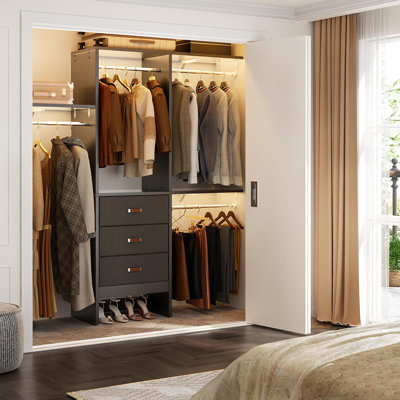 Nakada 19'' - 59" W Small Closet System with Drawers