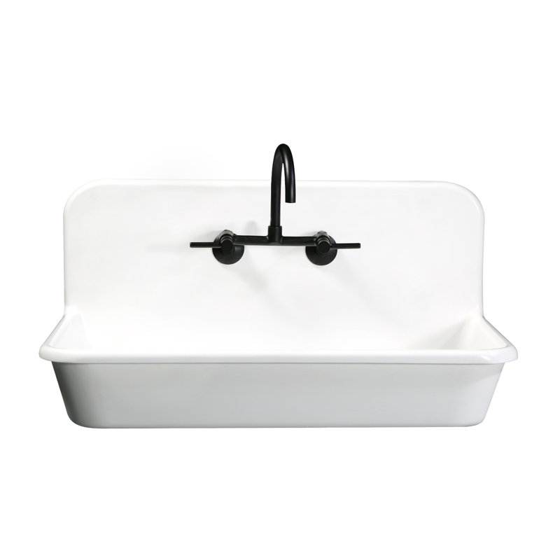 Kingston Brass Arcticstone 36-Inch Solid Surface White Stone Apron-Front 2-Hole Single Bowl Top-Mount Kitchen Sink