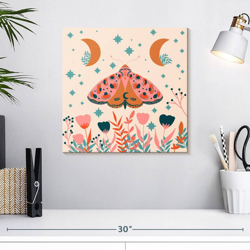 Lune et papillon de nuit Brampt, H 16 po x l 16 po