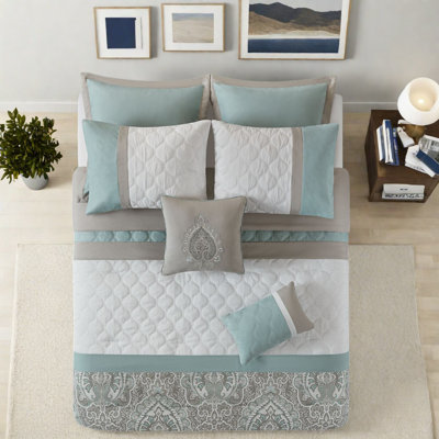 Elegant 8-piece Bedding Set, Soft Polyester Comforter And Quilted Design For Bedroom
