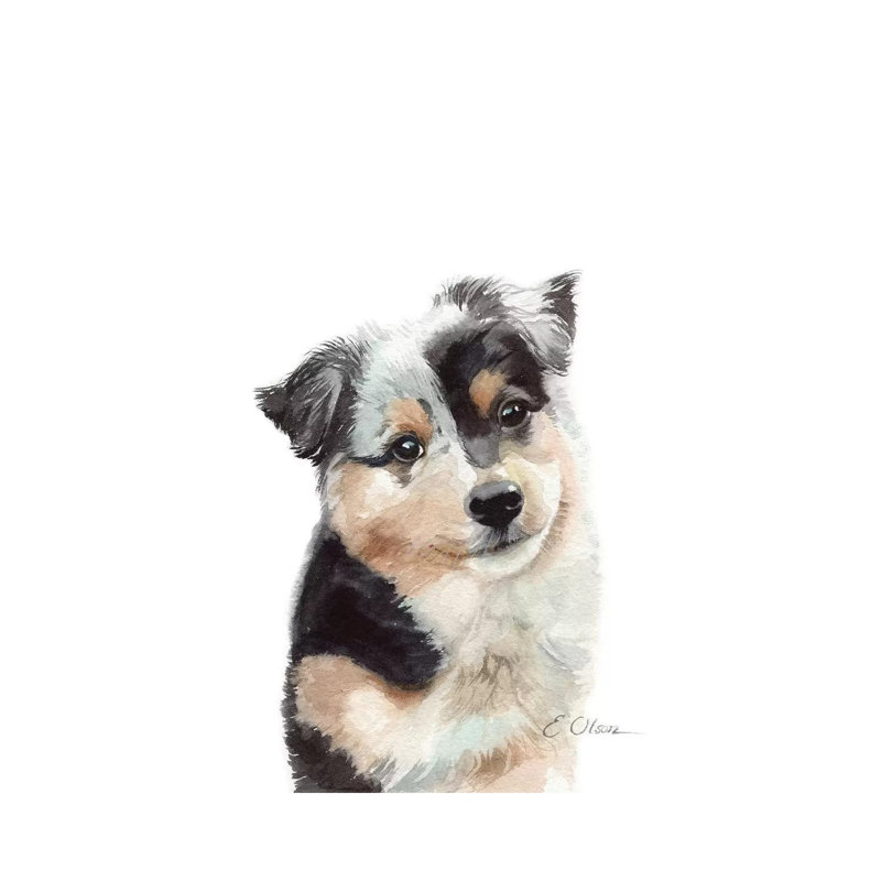 Australian Shepherd Puppy by Watercolor Luv - Wrapped Canvas Print, 66.04 cm H x 45.72 cm W