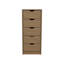 Grande commode étroite Basilea, système coulissant, cinq tiroirs, chêne naturel