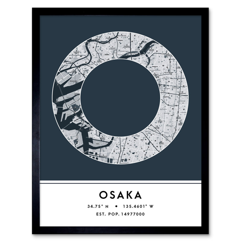 Osaka City Map Osaka Japan City Map 1 Piece Single Picture Frame Wall Art