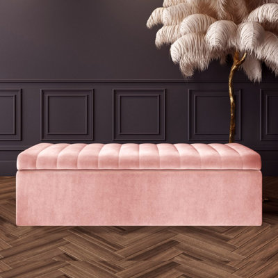 Velvet Rectangle Solid Colour Standard Ottoman with Storage