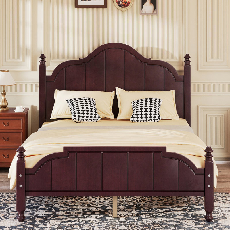 Caldera Vintage Wooden Platform Bed With Tall Headboard And Slats Support, Full, Espresso