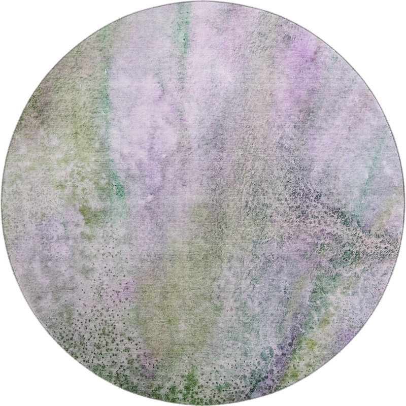Tapis mauve Premium lavable à la machine Cerrito AMF505, Rond 8 pi